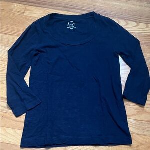 J. Crew Lounge Black 3/4  Sleeve Scoop Neck Top